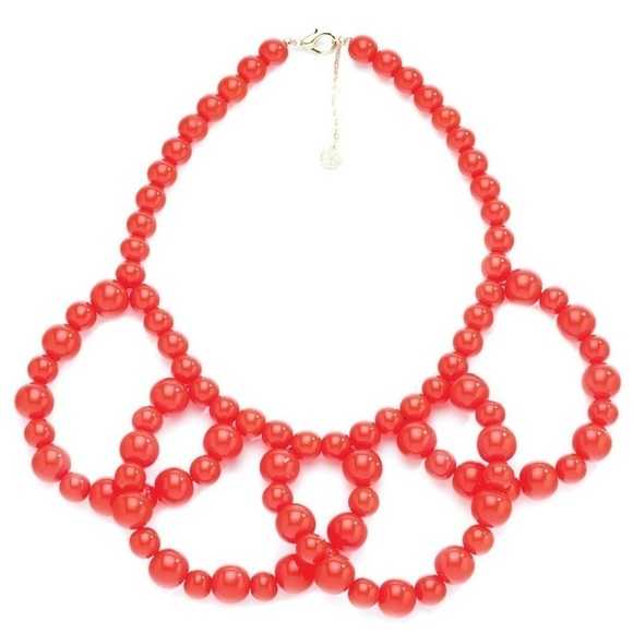 💕TRINA TURK💕 Drama Shower Necklace ~ Resin Beaded Statement Orange NWT - Picture 1 of 6